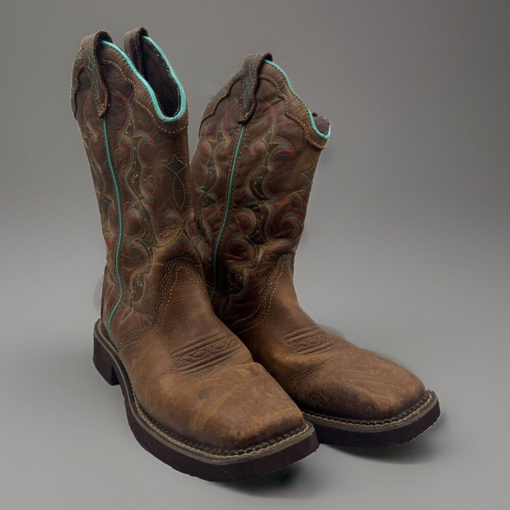 Justin Women's Gypsy Raya Western Cowgirl Boots – Brown Leather – Size 9 B